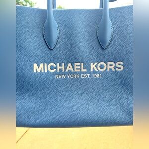 MICHAEL Michael Kors Blue Tote Bag with Gold Logo
